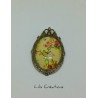 Broche XL oiseau et fleurs - bronze