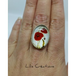 Bague "Coquelicots" argenté