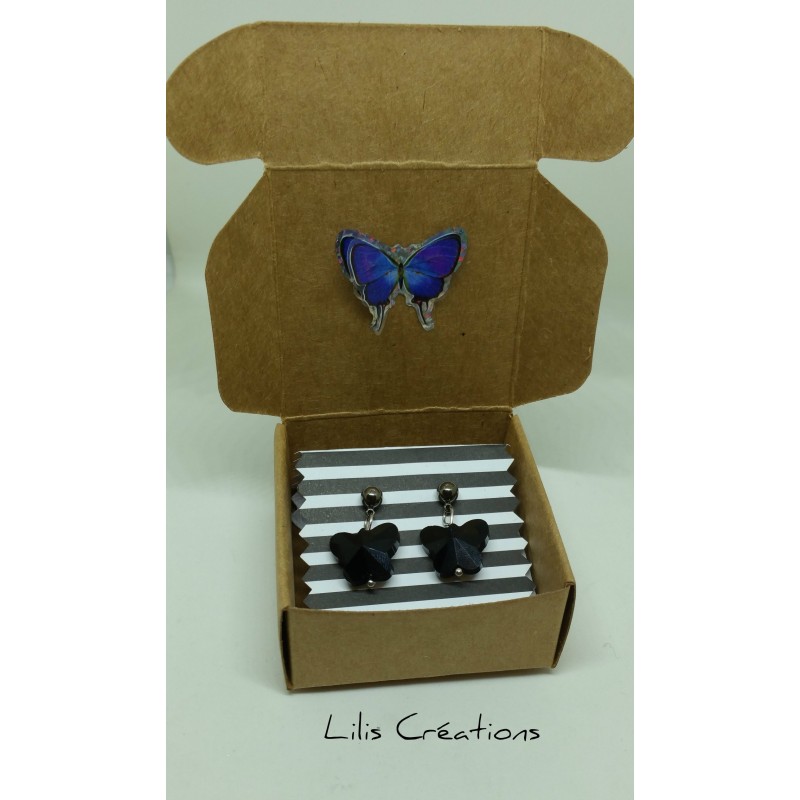 copy of Coffret avec puces d'oreilles  fleurs dorées, strass et perles japonaises