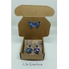 Coffret avec puces d'oreilles  papillons bleus en cristal Swarovski