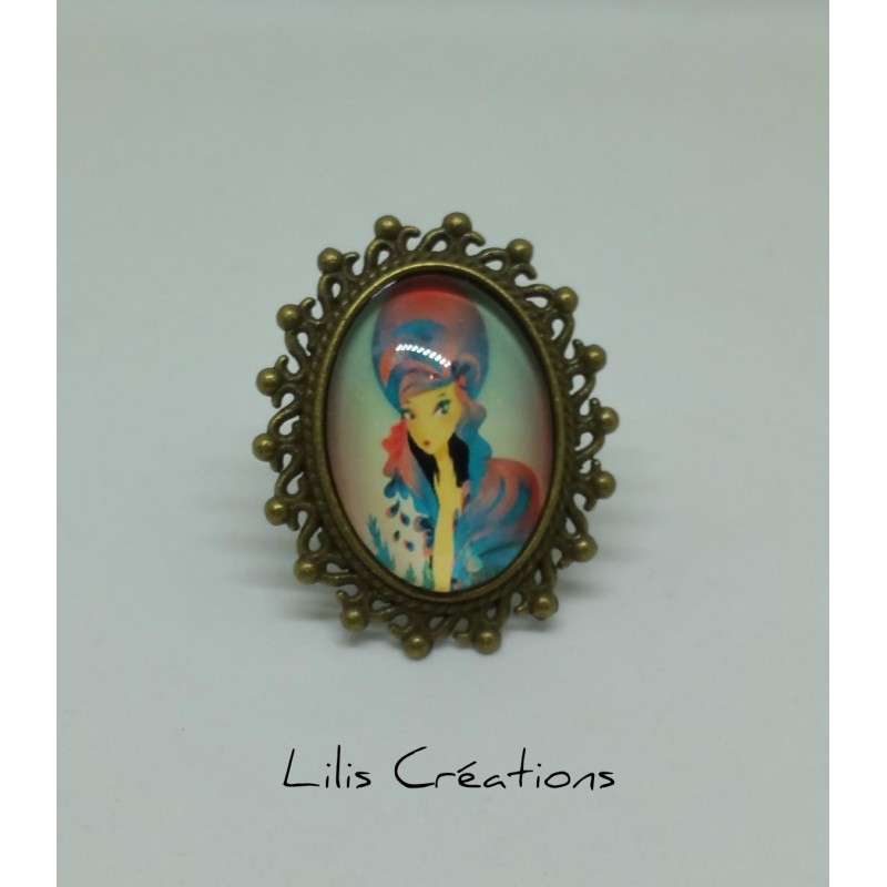 Bague "La femme" multicolore et bronze