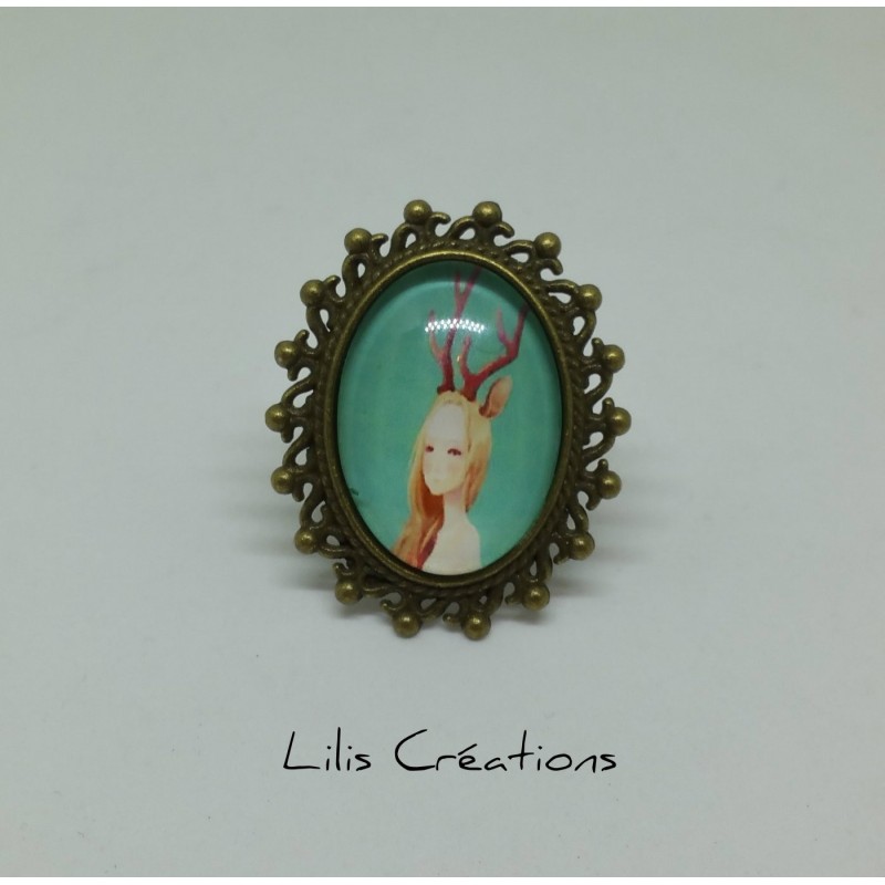 Bague "Femme cerf" bronze