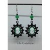 VINTAGE - Boucles d'oreilles Camée vert et noir