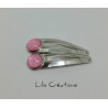Lot de 2 barrettes argentées "Rose à pois"