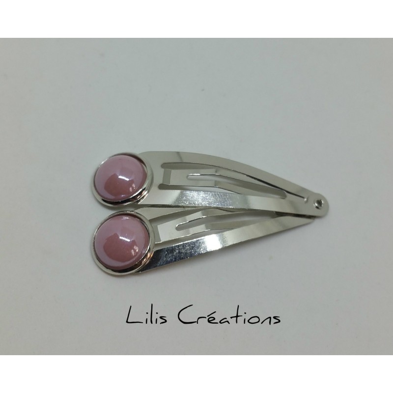 Lot de 2 barrettes argentées "Rose"