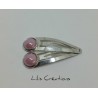 copy of Lot de 2 barrettes argentées "Rose à pois"
