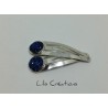 Lot de 2 barrettes argentées "Druzy bleu nuit"