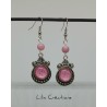 Boucles d'oreilles "Rose à pois" argenté