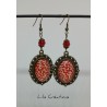 Boucles d'oreilles "Arabesques" rouge et bronze