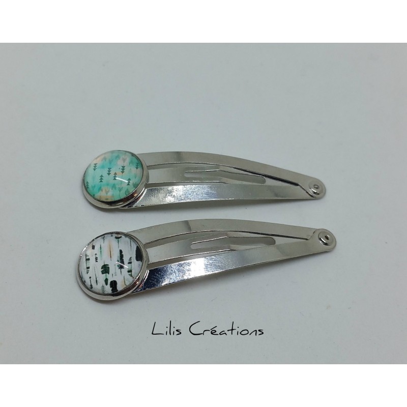 copy of Lot de 2 barrettes argentées "Rose à pois"