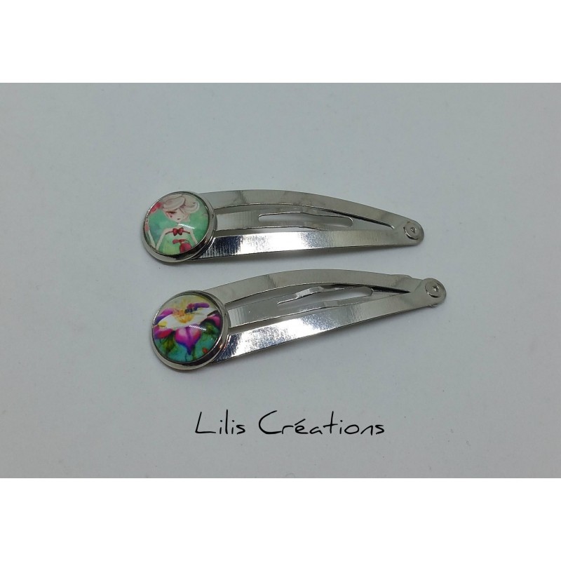 copy of Lot de 2 barrettes argentées "Rose à pois"