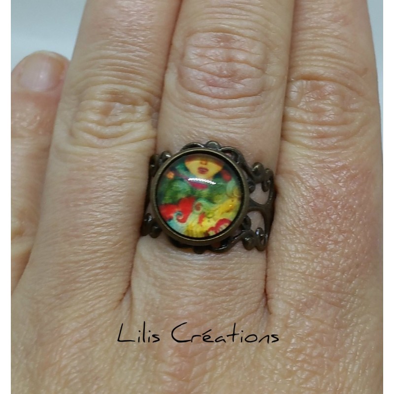 Bague "La femme" multicolore et bronze