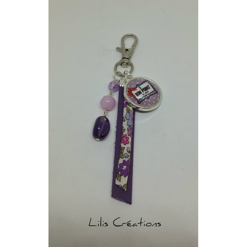 Porte-clés "1 bon point à ma maîtresse" violet