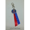 Porte-clés "Super parrain" rouge et bleu