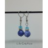 Boucles d'oreilles en pierres naturelles, sodalite / tons bleus