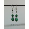 Boucles d'oreilles en pierres naturelles, malachite / tons verts et argenté