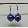 Boucles d'oreilles en céramique / bleu irisé