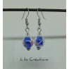 Boucles d'oreilles "Verre lampwork" bleu, rose et argenté