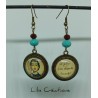 Boucles d'oreilles "Ai-je l'air d'une desperate housewife ? " rouge, bleu et bronze