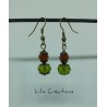 VINTAGE - Boucles d'oreilles en verre vert, marron et bronze