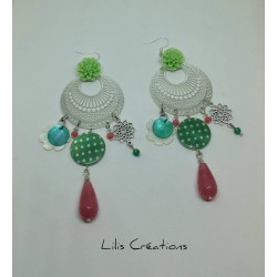 Boucles d'oreilles printanières nacre et jade