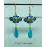 Boucles d'oreilles "Oriental Blue" Jade / Pierre naturelle / Bleu et doré