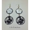 Boucles d'oreilles "Fleurs" Noir et blanc