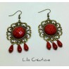Boucles d'oreilles "Rétro / vintage" Rouge et bronze