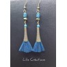 ETHNIQUES - Boucles d'oreilles turquoise et bronze pompons