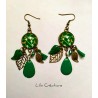 FEUILLAGES - Boucles d'oreilles vert et bronze