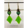 FEUILLAGES - Boucles d'oreilles vert et bronze / verre soufflé