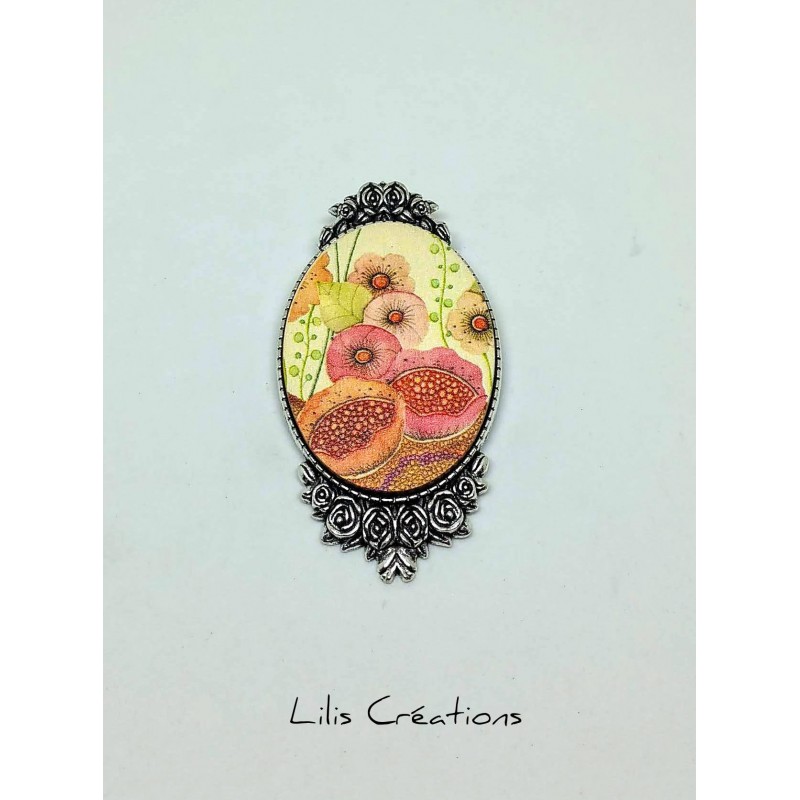 copy of Broche oiseau et fleurs - bronze