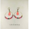 Boucles d'oreilles "Créoles" multicolores et argentées