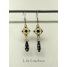 Boucles d'oreilles noir et argenté