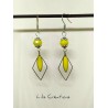 Boucles d'oreilles "losange" jaune et argenté