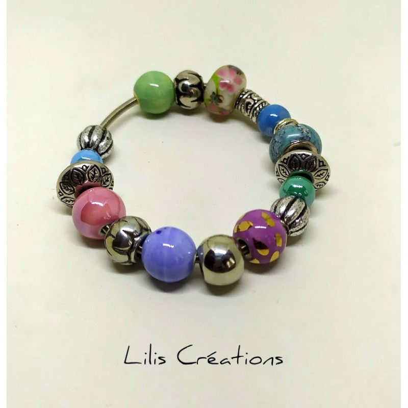 copy of Bracelet à mémoire de forme  2 tours Gris noir et argenté