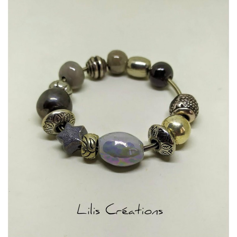 copy of Bracelet à mémoire de forme  2 tours Gris noir et argenté