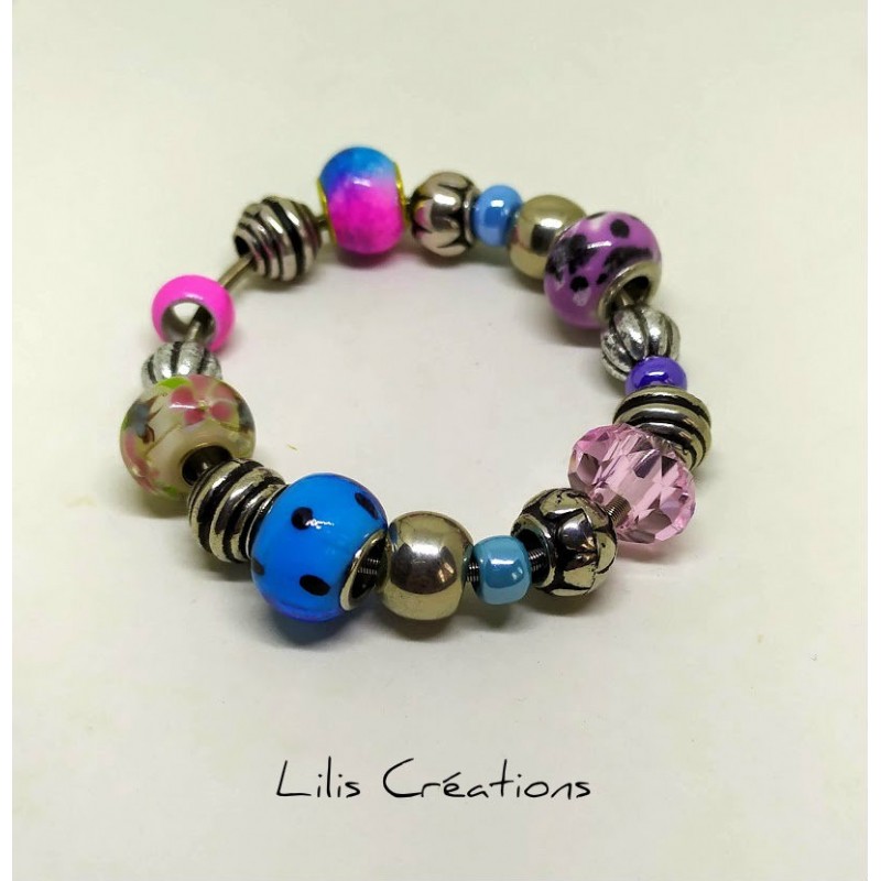 copy of Bracelet à mémoire de forme  2 tours Gris noir et argenté