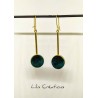 Boucles d'oreilles "Velour" vert et doré