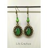 FEUILLAGES - Boucles d'oreilles vert et bronze