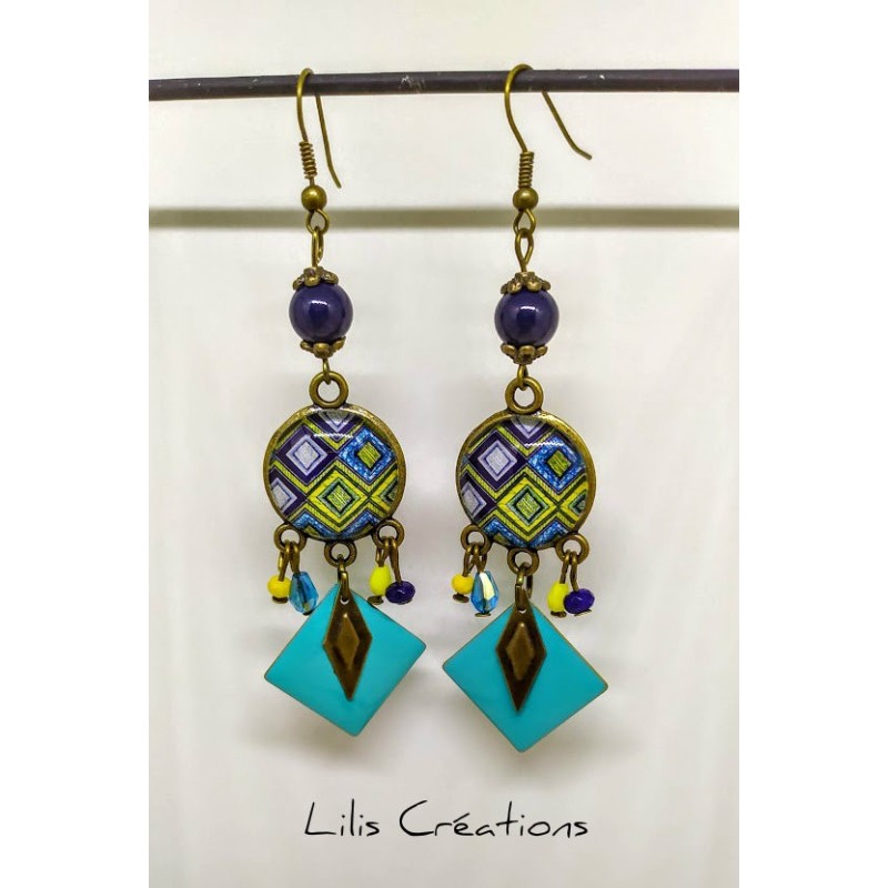 copy of Boucles d'oreilles "Marine" bleu et argenté