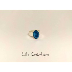 Bague "Swarovski" azure blue et argenté