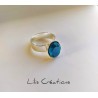Bague "Swarovski" azure blue et argenté