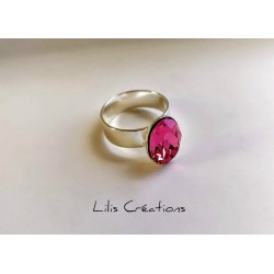 Bague "Swarovski" rose et argenté