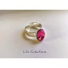Bague "Swarovski" rose et argenté