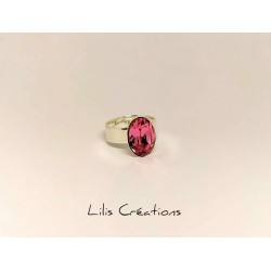 Bague "Swarovski" rose et argenté