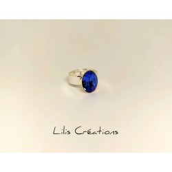 Bague "Swarovski" Sapphire et argenté