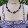 Collier en perles "Prune" tons prune et noir