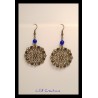 Boucles d'oreilles "Dentelle" bleu marine et bronze