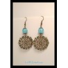 Boucles d'oreilles "Dentelle" bleu ciel et bronze